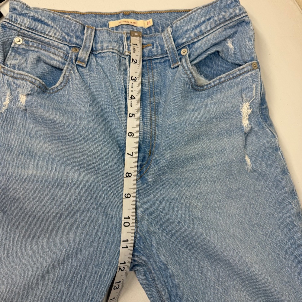 Levi's Premium 70s High Rise Flare Jeans Light Wash Distressed Sz 26x30‎ Western - Picture 8 of 8